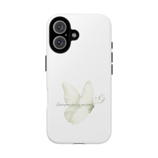 Butterfly Whisper Phone Case — Minimal White Protective iPhone Case
