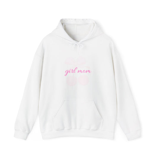 Girl Mom Hoodie — "raising with gently" Pink Script Mom Life Sweatshirt