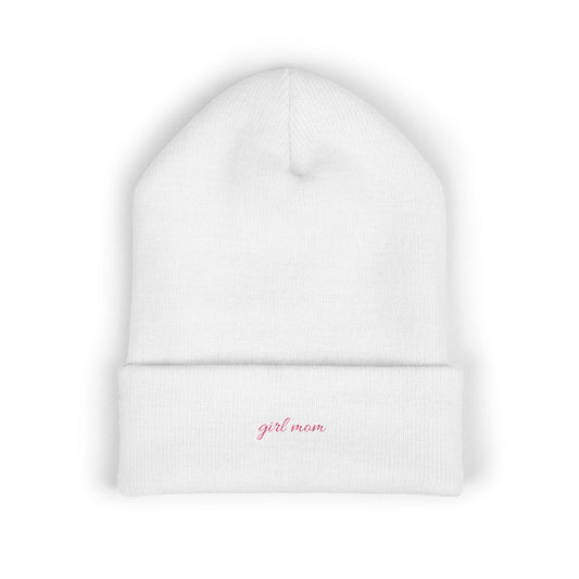 Embroidered 'girl’s season' Cuffed Beanie – Minimal Winter Knit Hat